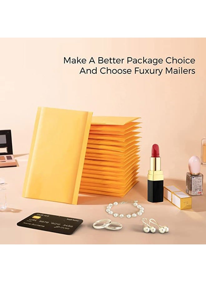 Fuxury Kraft Bubble Mailers 4x8 Inch 100 Pack,Strong Adhesion Padded Envelopes,Self Seal Bubble Envelopes, Waterproof Cushioned Padded Mailers Packaging for Small Business，Bulk #000 Yellow - Image 4