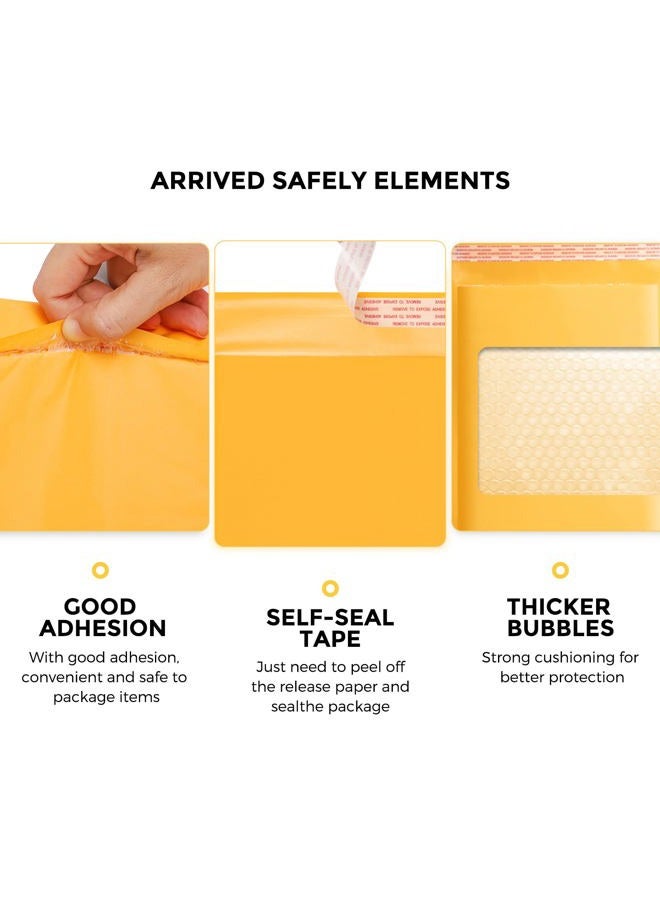 Fuxury Kraft Bubble Mailers 4x8 Inch 100 Pack,Strong Adhesion Padded Envelopes,Self Seal Bubble Envelopes, Waterproof Cushioned Padded Mailers Packaging for Small Business，Bulk #000 Yellow - Image 3