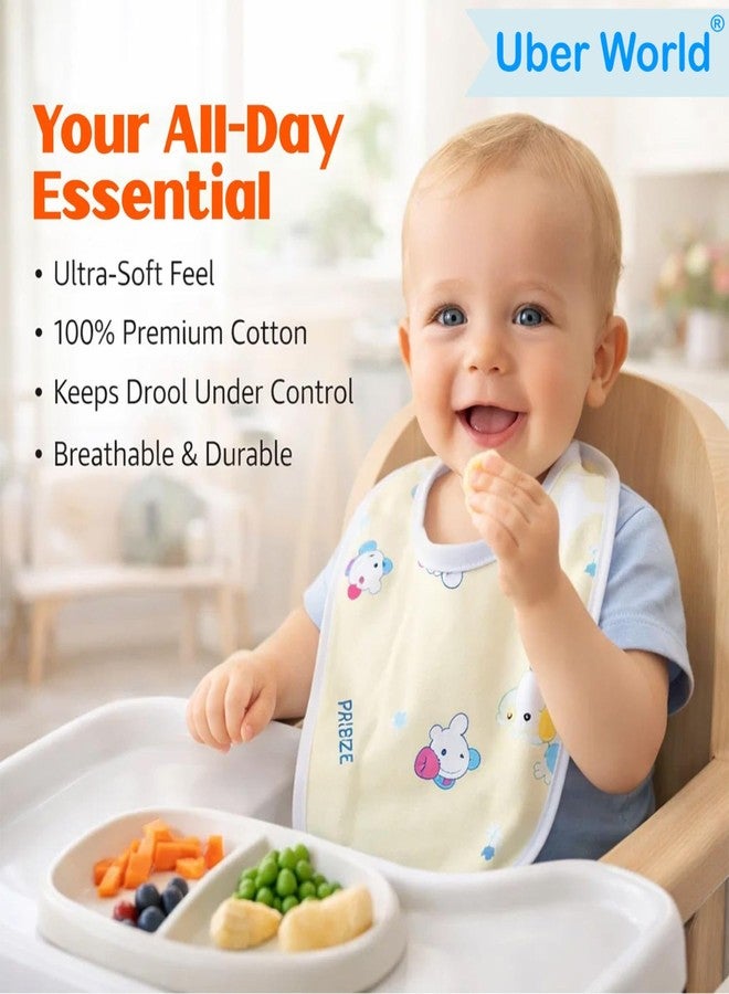 Uber World Baby Bibs for Feeding & Drooling | Two-Layer Waterproof | Soft Velvet Top Layer | Quick Dry | Cute Prints | Multi Color | Pack of 24 - Image 4
