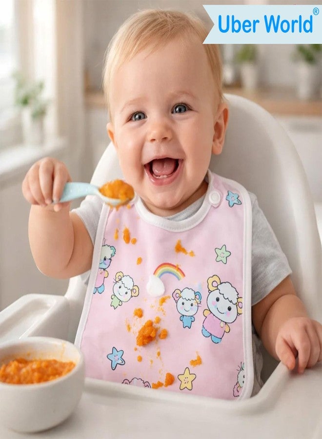 Uber World Baby Bibs for Feeding & Drooling | Two-Layer Waterproof | Soft Velvet Top Layer | Quick Dry | Cute Prints | Multi Color | Pack of 24 - Image 2