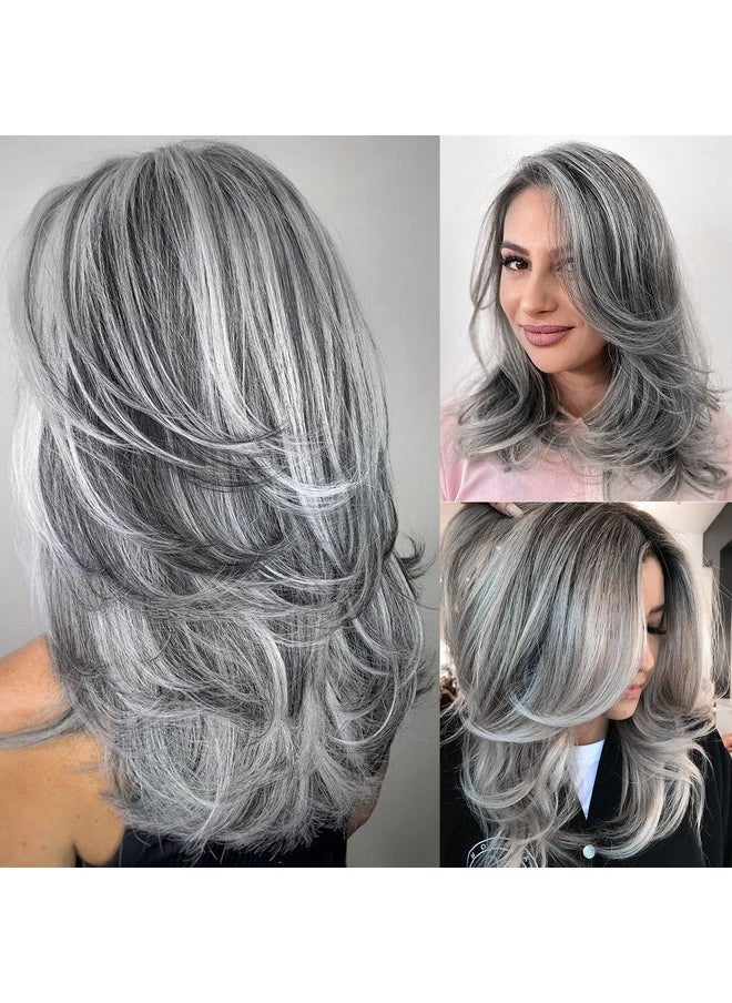 Grey Layered Wig Silver Wavy Wig Natural Wave Hair Wig Wig Long Layered Wig For Women Hair Replacement Wigs Soft Heat Resistant Fiber Synthetic Hair Wig (16Inch, Black Mix Grey#) - pzsku/Z8649F3B1FF8FB1054573Z/45/_/1734182869/eae38f13-546b-4414-a418-266504121fc9