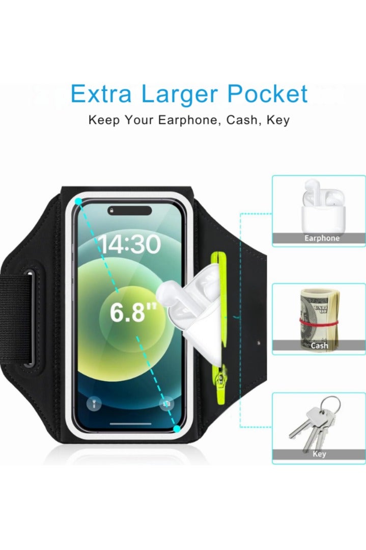 ZAFRA Running Armband Phone Holder For Running Full Touchscreen Phone Arm Bands For Running Sports Phone Holder With Adjustable Band And For iPhone 13 Pro Max 12 11 Xs Xr 8 7 Galaxy S20 S10 S9 S8）,For All Phones (4.7-6.9") With Zipper Pockets - Secure Fit Adjustable Strap 10-16 Inch - Image 2