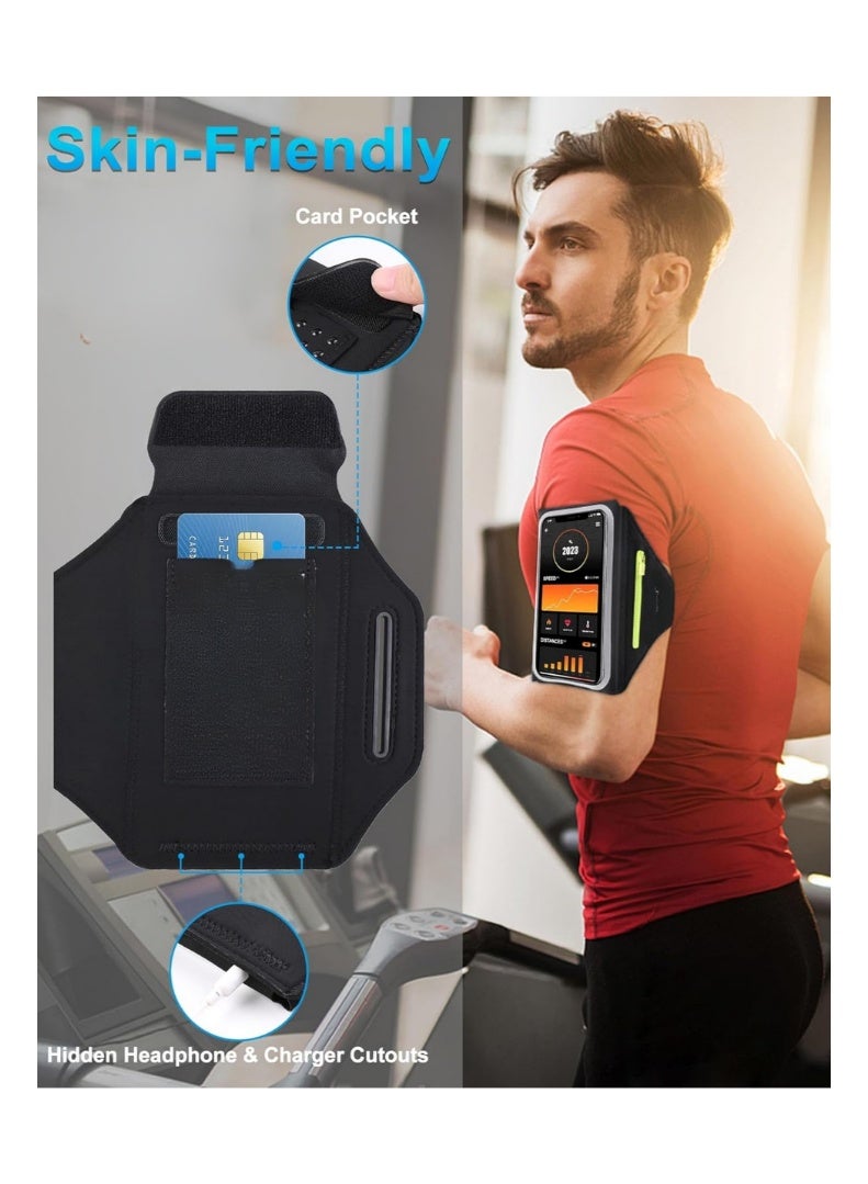 ZAFRA Running Armband Phone Holder For Running Full Touchscreen Phone Arm Bands For Running Sports Phone Holder With Adjustable Band And For iPhone 13 Pro Max 12 11 Xs Xr 8 7 Galaxy S20 S10 S9 S8）,For All Phones (4.7-6.9") With Zipper Pockets - Secure Fit Adjustable Strap 10-16 Inch - Image 4