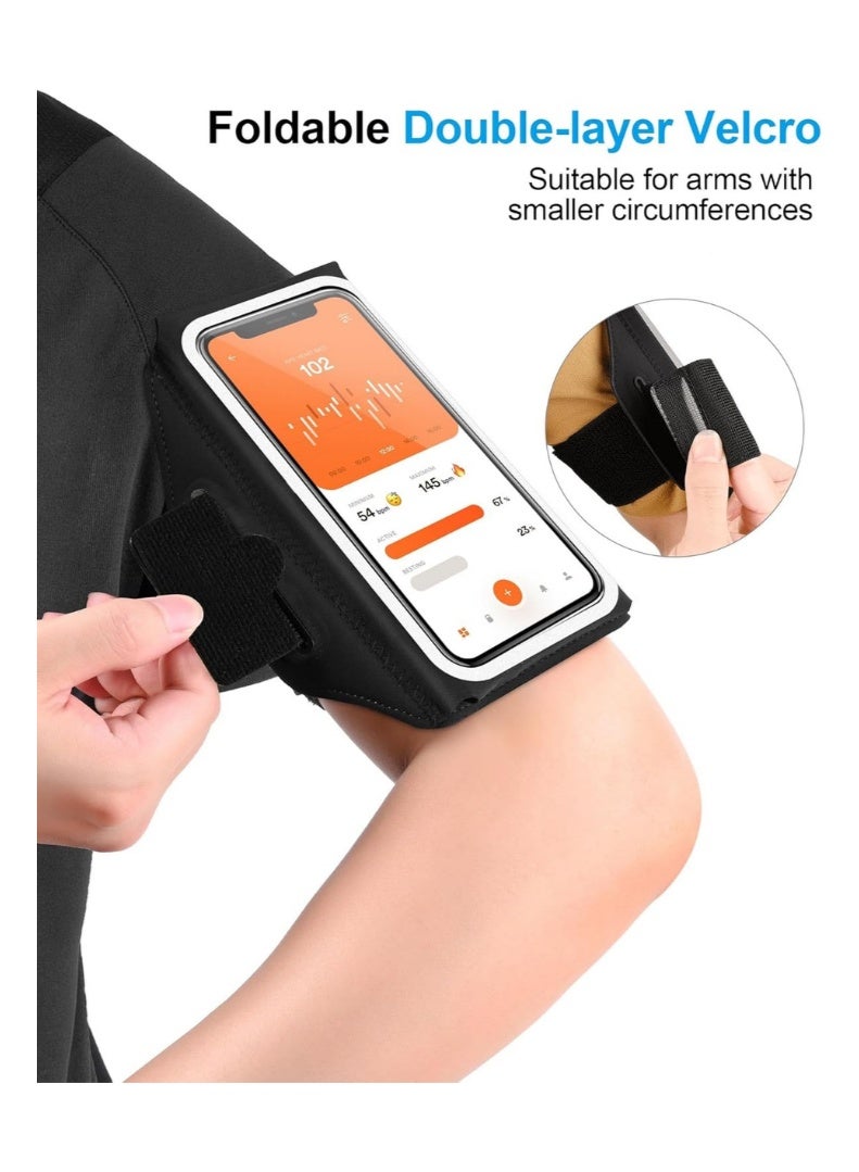 ZAFRA Running Armband Phone Holder For Running Full Touchscreen Phone Arm Bands For Running Sports Phone Holder With Adjustable Band And For iPhone 13 Pro Max 12 11 Xs Xr 8 7 Galaxy S20 S10 S9 S8）,For All Phones (4.7-6.9") With Zipper Pockets - Secure Fit Adjustable Strap 10-16 Inch - Image 5