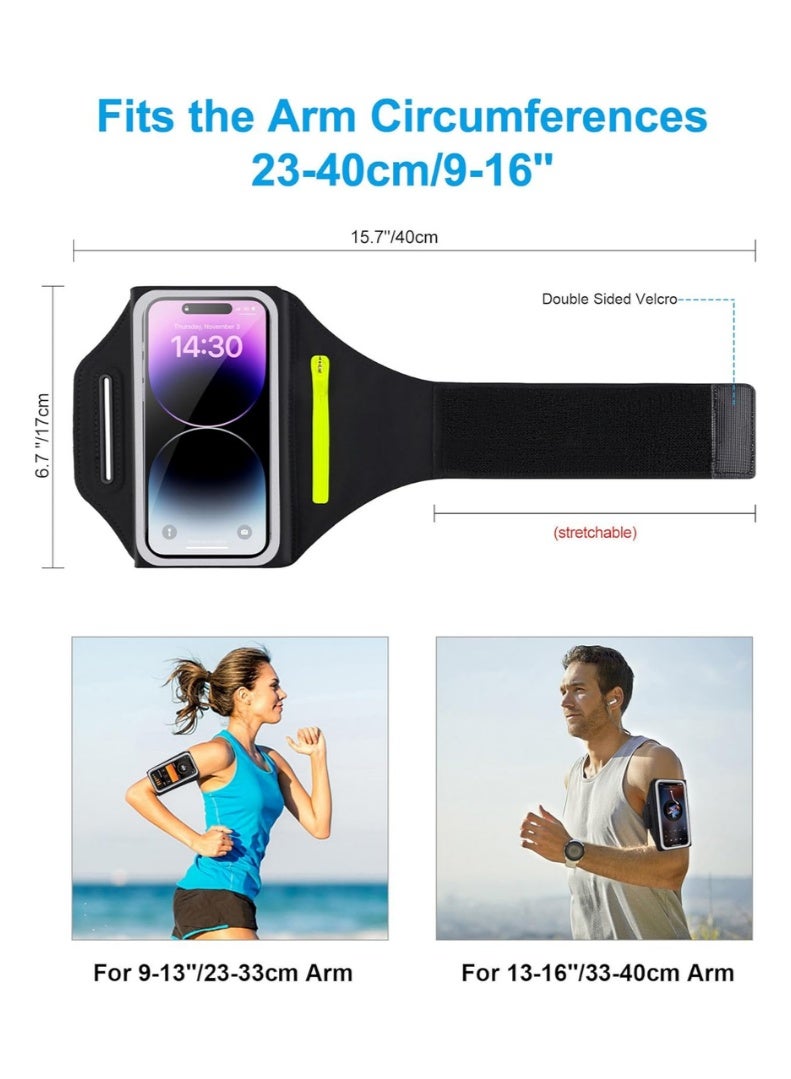 ZAFRA Running Armband Phone Holder For Running Full Touchscreen Phone Arm Bands For Running Sports Phone Holder With Adjustable Band And For iPhone 13 Pro Max 12 11 Xs Xr 8 7 Galaxy S20 S10 S9 S8）,For All Phones (4.7-6.9") With Zipper Pockets - Secure Fit Adjustable Strap 10-16 Inch - Image 3