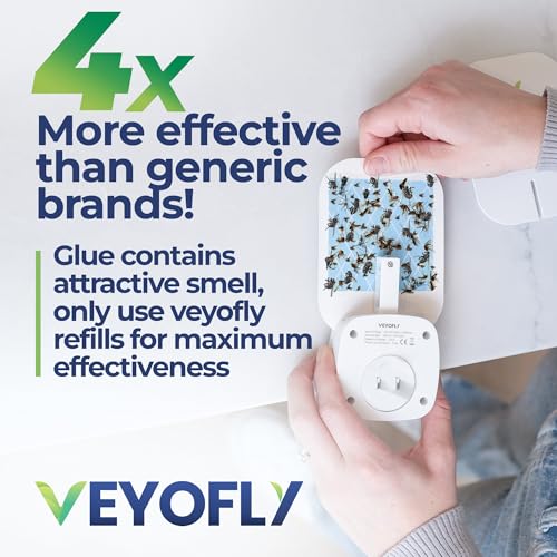 VEYOFLY Fly Trap Indoor, Fruit Fly Traps for Indoors, (4 Device + 12 Refills) Gnat Traps for House Indoor, Fly Catcher Indoor, Plug in Light Flying Insect Trap, Bug Light Killer, Fly Trap - Image 5
