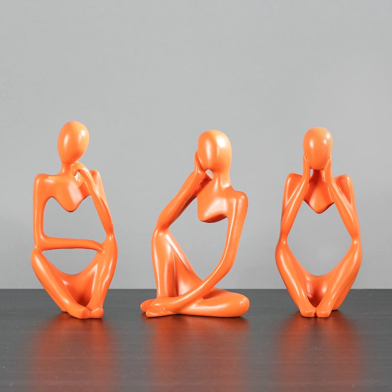 BMLCGJ Thinker Statue Gold Decor Abstract Art Sculpture, Golden Resin Collectible Figurines for Home Living Room Office Shelf Decoration,Great Gifts Ideas (Orange) - Image 2