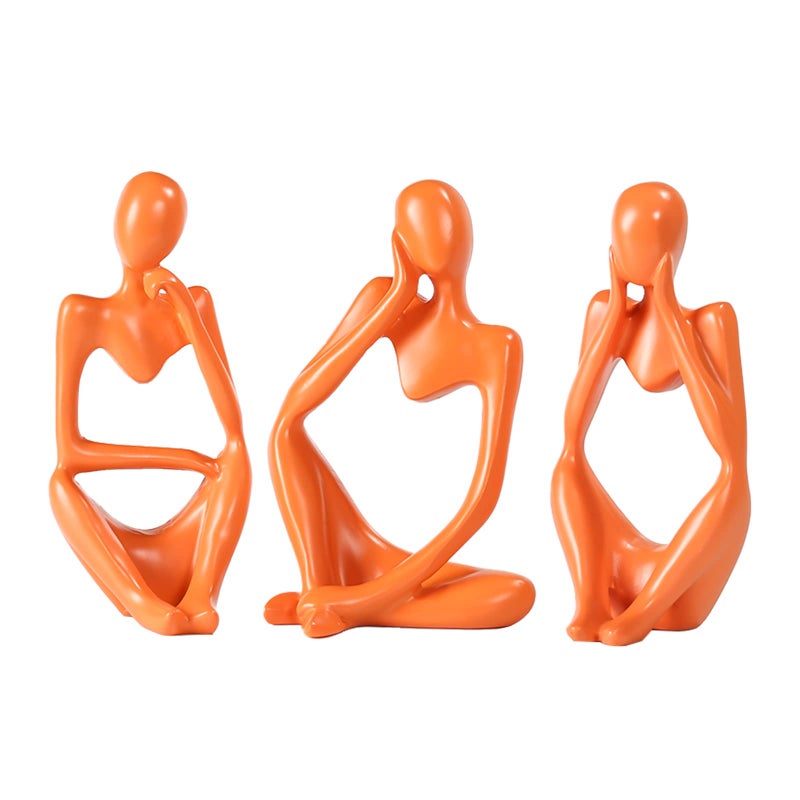BMLCGJ Thinker Statue Gold Decor Abstract Art Sculpture, Golden Resin Collectible Figurines for Home Living Room Office Shelf Decoration,Great Gifts Ideas (Orange) - Image 1
