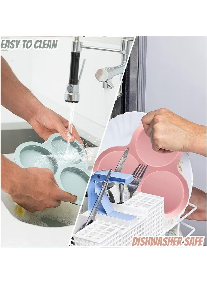 Mmmon 2Pcs Reusable Air Fryer Pan with Oil Brush, Non-Stick Air Fryer Egg Mold for Baking Hamburger Muffin Sandwiches - Image 3