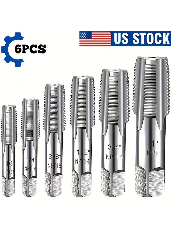 5Pcs Pipe Thread Tap Set Professional Thread Cutting Tools For Metal Alloy Bearing Wire Includes 1 1 2 3 8 1 4 1 8 And 3 4 Inch Durable Precision Thread Kit - Image 4