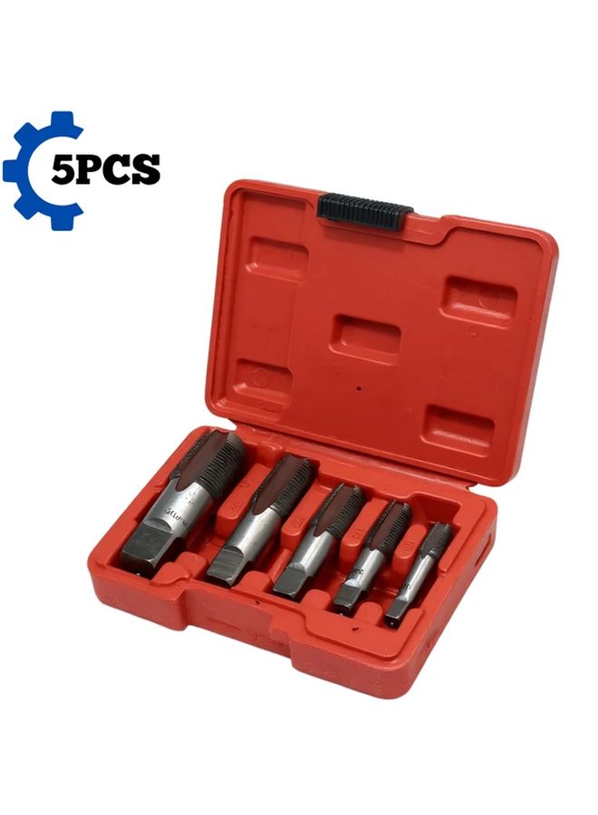 5Pcs Pipe Thread Tap Set Professional Thread Cutting Tools For Metal Alloy Bearing Wire Includes 1 1 2 3 8 1 4 1 8 And 3 4 Inch Durable Precision Thread Kit - Image 1