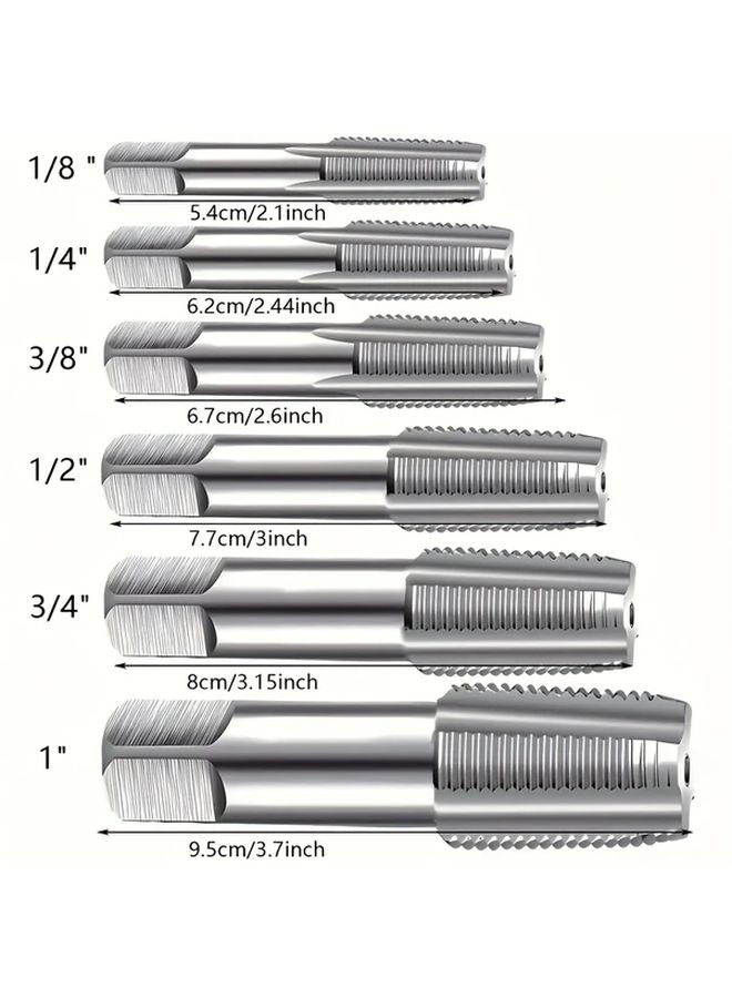 5Pcs Pipe Thread Tap Set Professional Thread Cutting Tools For Metal Alloy Bearing Wire Includes 1 1 2 3 8 1 4 1 8 And 3 4 Inch Durable Precision Thread Kit - Image 5