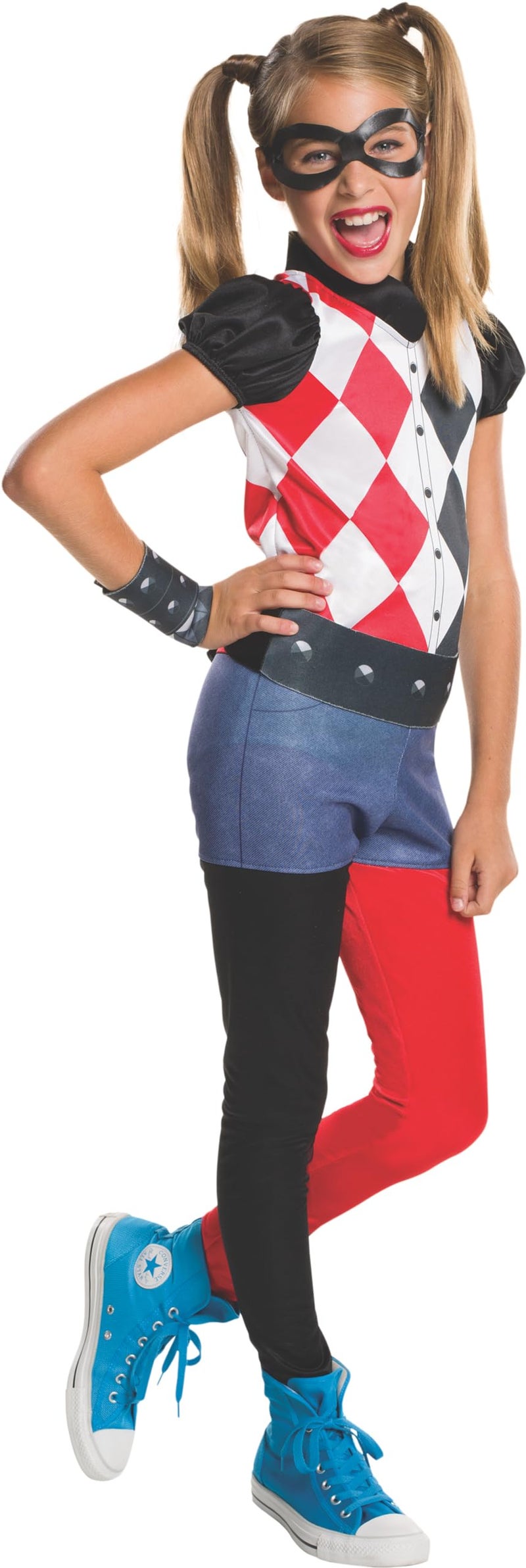 Rubies Girl's DC Superhero Girls Harley Quinn Costume Jumpsuit for Themed Parties and Halloween, Small - Image 1