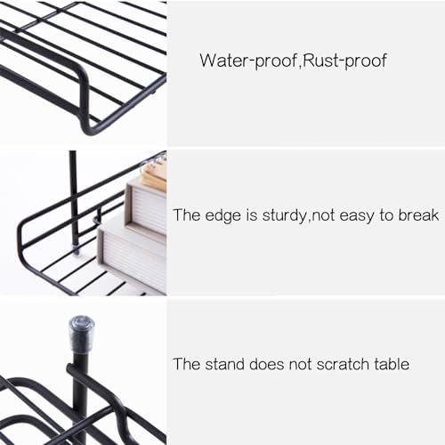 GLOCY 2 Tier MultiFunctional Countertop Cabinet OrganizerHomeKitchen Storage and Office DrawerUnder Sink Cabinet Basket Organizer Black - Image 3