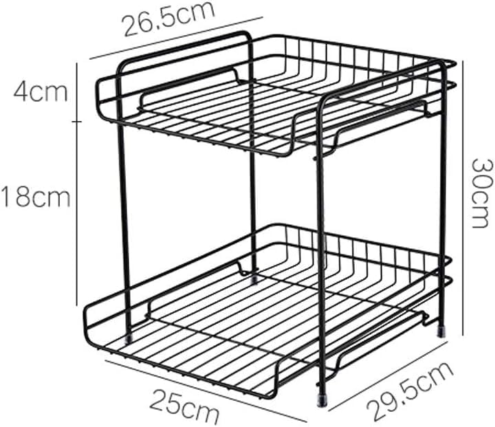 GLOCY 2 Tier MultiFunctional Countertop Cabinet OrganizerHomeKitchen Storage and Office DrawerUnder Sink Cabinet Basket Organizer Black - Image 2