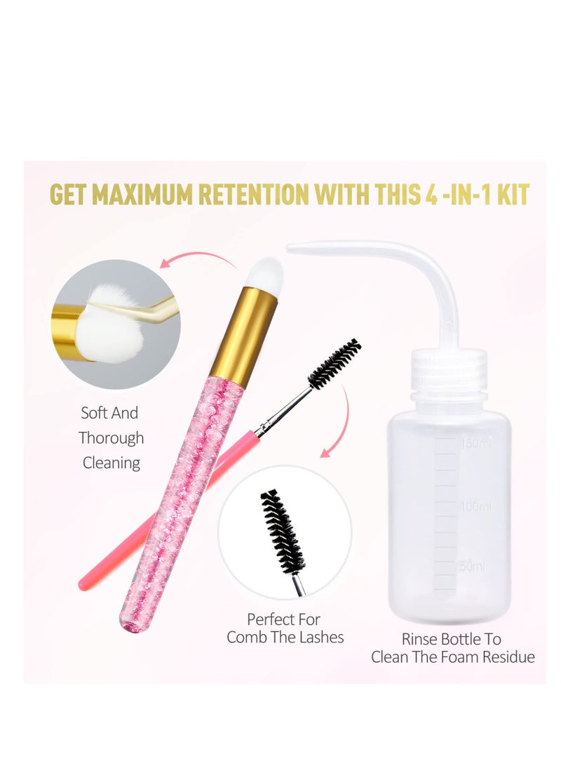 EMEDA EMEDA Lash Shampoo Kit - 3.38 fl.oz / 100ml Gentle Foam Lash Cleanser, Oil-Free Cleaning for Wash Extension/Natural Eyelash Bath with Rinse Bottle Lash Brush  - Image 2