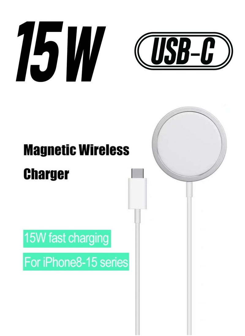 Beauenty - MagSafe charger, wireless magnetic fast PD charging, maximum 15W fast wireless charging, compatible with iPhone 15/15 Plus/15 Pro/15 Pro, 14/13/12 series, AirPods Pro, etc. - Image 1