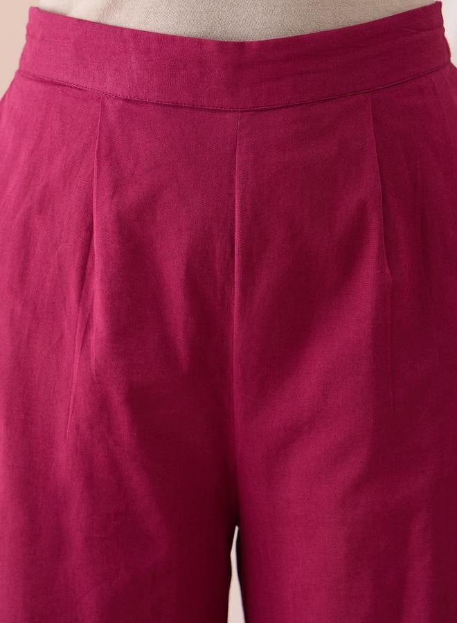 Femmella Femmella Embroidered V Neck Wrap Style Tunic and Straight Pants Co-Ords  - Image 2