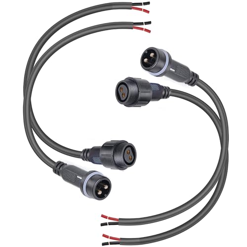 YETOR Waterproof Connectors 2 Wire,12AWG Male Female Plug LED Connector with 2Pin Waterproof Connectors,IP68 25CM Extension Cable for Car, Truck, Boat,LED Strip Lights,(2Pairs) - Image 1