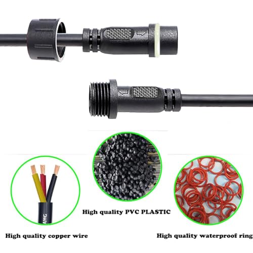 YETOR Waterproof Connectors 2 Wire,12AWG Male Female Plug LED Connector with 2Pin Waterproof Connectors,IP68 25CM Extension Cable for Car, Truck, Boat,LED Strip Lights,(2Pairs) - Image 5