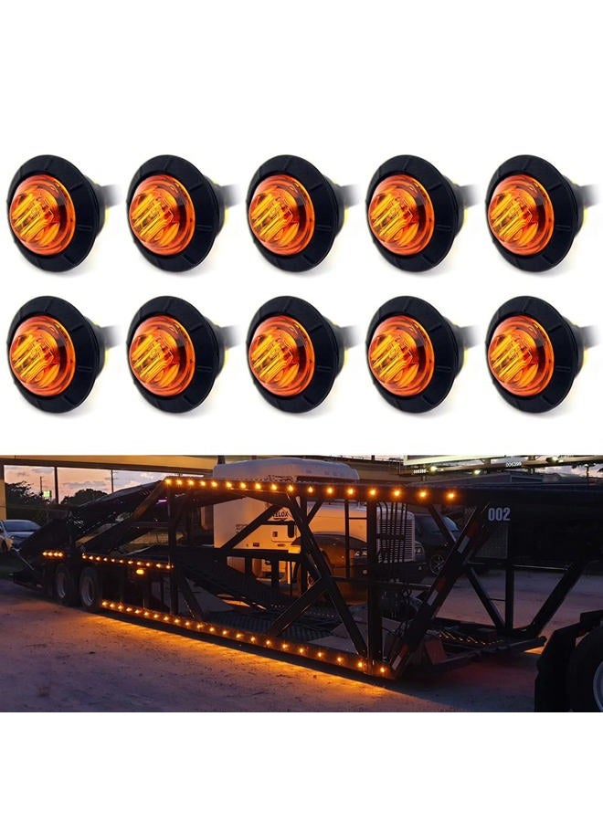 KEING Mini Small Round 3/4 Inch 12V Amber LED Button Clearance Lamp Universal Side Marker Indicator Lights Waterproof Marine Truck Trailer Bus ATV RV Lorry Van Caravan - Image 1