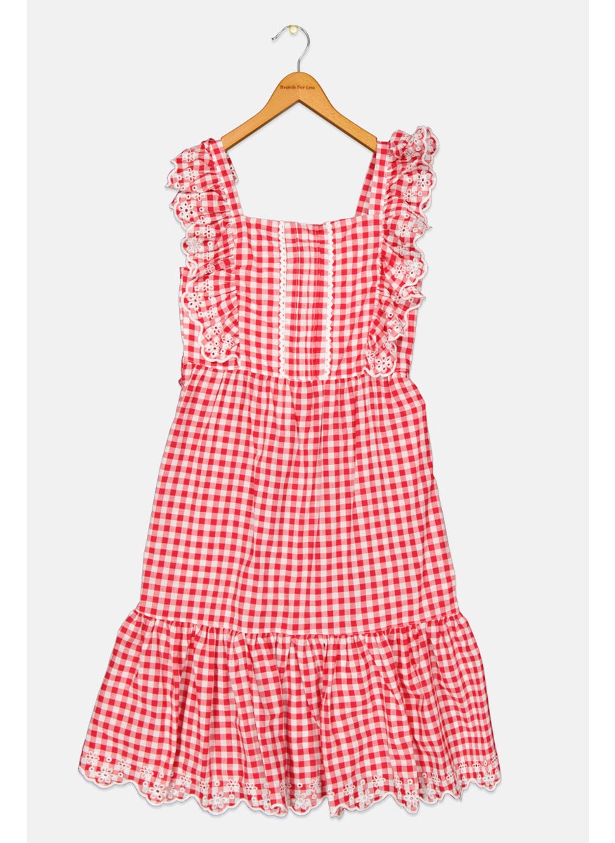 Nicole Miller - Kids Girl Gingham Pattern Dress, Red - Image 1