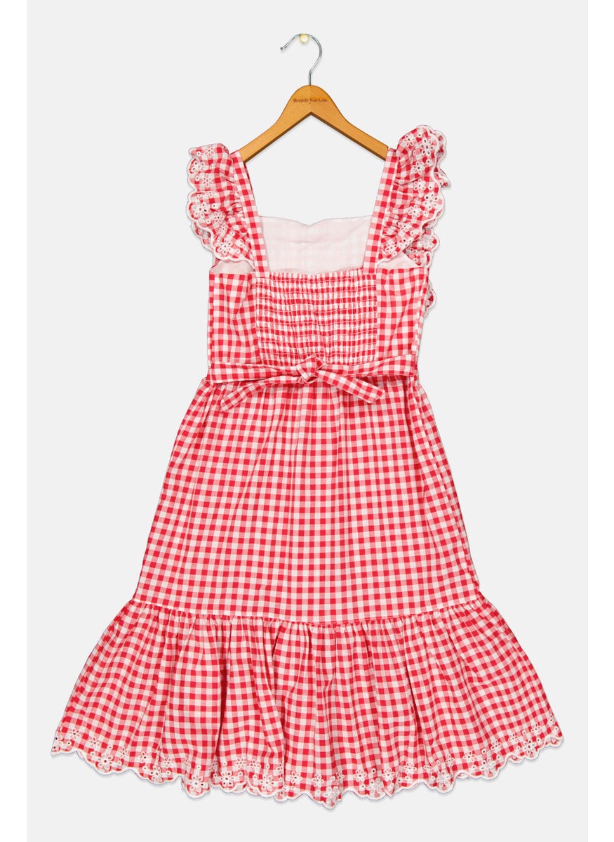 Nicole Miller - Kids Girl Gingham Pattern Dress, Red - Image 1
