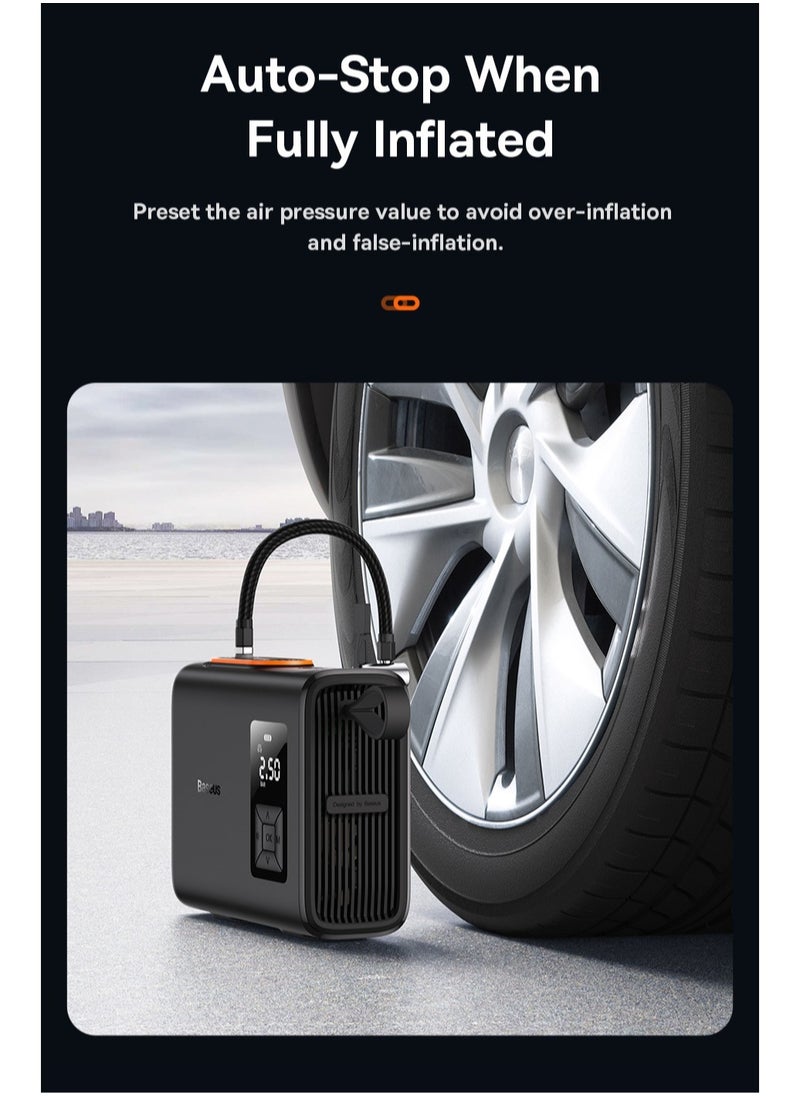 Baseus - Wireless Tire Inflator Pump Portable Air Compressor with LCD Smart Display for Car/Motorcycle/Bicycle/Inflatable Ball Pressure Injector Tyre Electric Inflation - Image 1