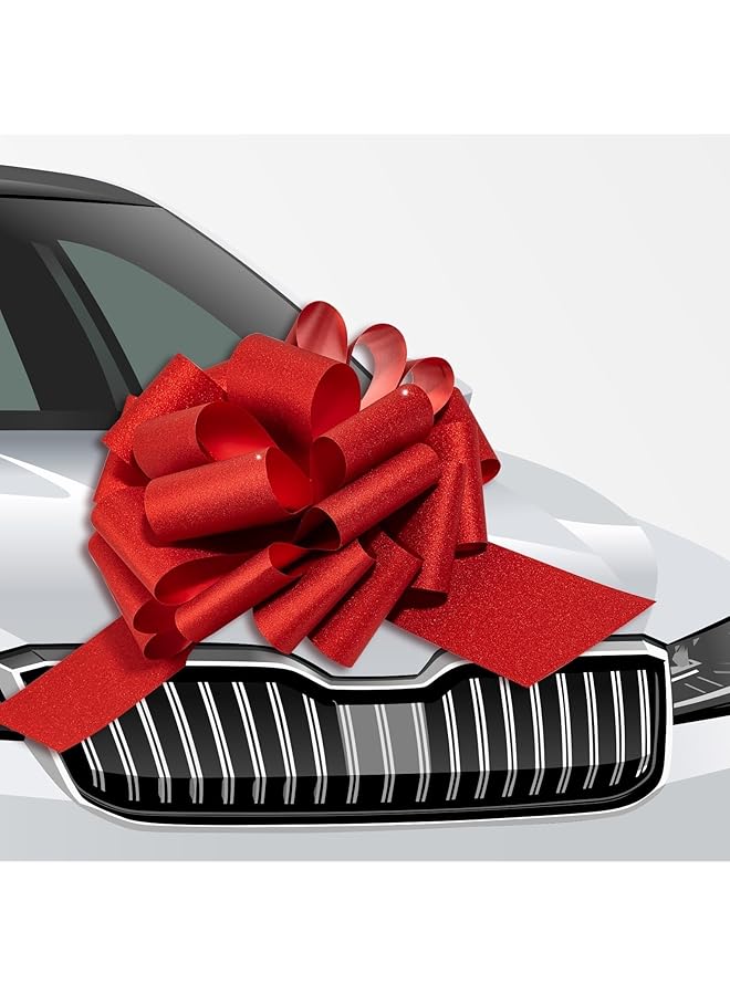 The Bros أقواس سحب، أقواس هدايا، قوس عملاق للسيارة، قوس عيد ميلاد، قوس للهدايا لتنسيق باقات الزهور، زينة عيد الميلاد والزفاف (أحمر) - Image 1