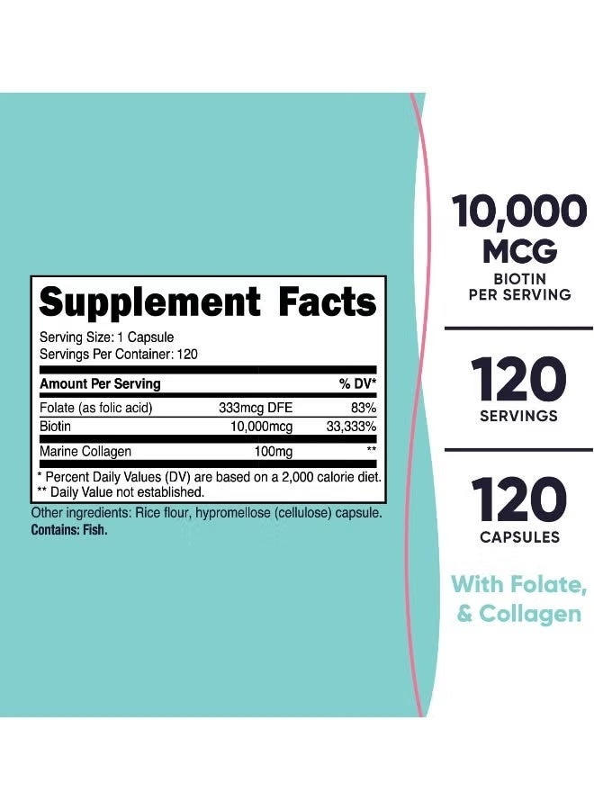 Nutricost, Women, Biotin With Folate & Collagen, 10,000 mcg, 120 Capsules - Image 2