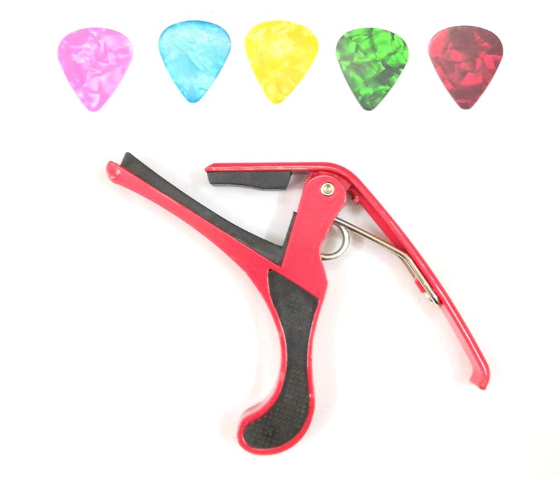 Mustang Guitar Pics And Guitar Capo Hardened Fibre (Red) - Image 2