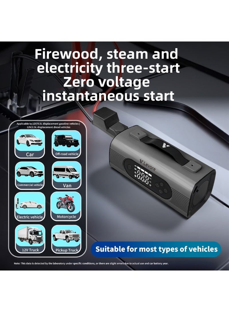 LEVORE LJS11 8-in-1 Multi-Function Car Jump Starter with Air Compressor, Tire Inflator, Vacuum Cleaner & Power Bank, Emergency LED Light, Digital Display, Portable Car Emergency Kit – Ultimate Edition - Image 3