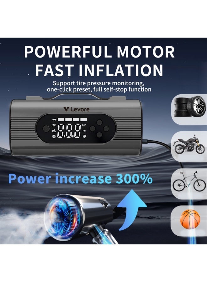 LEVORE LJS11 8-in-1 Multi-Function Car Jump Starter with Air Compressor, Tire Inflator, Vacuum Cleaner & Power Bank, Emergency LED Light, Digital Display, Portable Car Emergency Kit – Ultimate Edition - Image 5