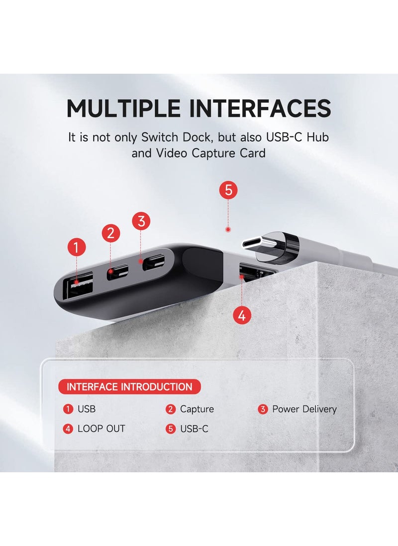 Hagibis Hagibis Switch Video Capture Card Portable Switch Dock for Nintendo Switch/iPhone 16 15 Pro Max Live Streaming Gaming USB 3.0 1080P 60Hz Video Recorder, Quest 3 with 4K HDMI(White MS2130 Chip)  - Image 2