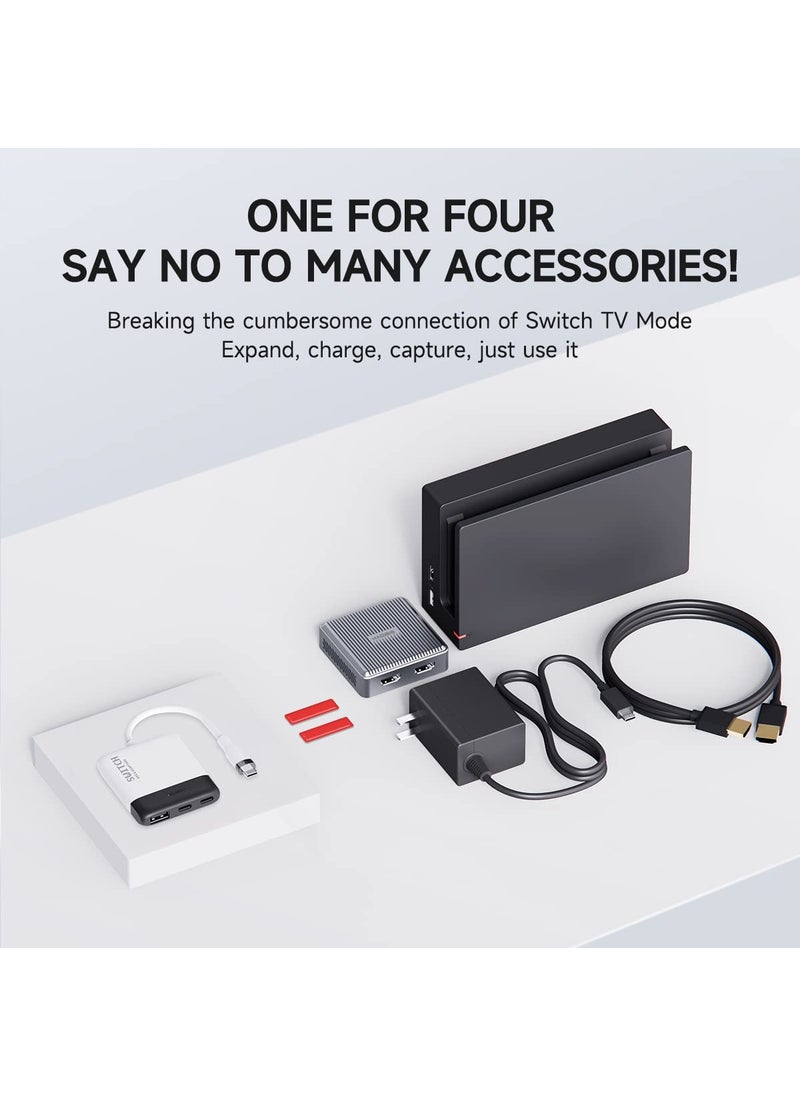 Hagibis Hagibis Switch Video Capture Card Portable Switch Dock for Nintendo Switch/iPhone 16 15 Pro Max Live Streaming Gaming USB 3.0 1080P 60Hz Video Recorder, Quest 3 with 4K HDMI(White MS2130 Chip)  - Image 3