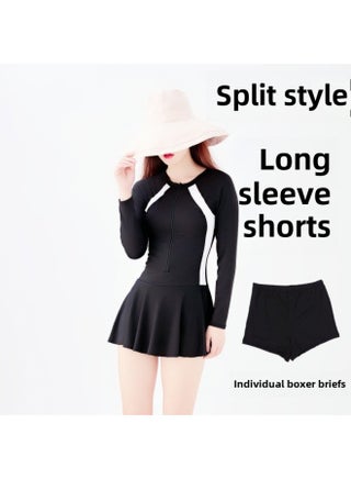 Full-body Long-sleeved Sunscreen Swimsuit Conservative Skirt One-piece Long-sleeved Trousers Sports Swimsuit Women's Diving Suit-Color:6645 Long Sleeve Split (Shorts)-Size:L (44.50 Kg-48.00 Kg - pzsku/Z864AA4F09A16B465BBFEZ/45/1746211030/333a3914-374e-4708-8ba8-29f756031ef2