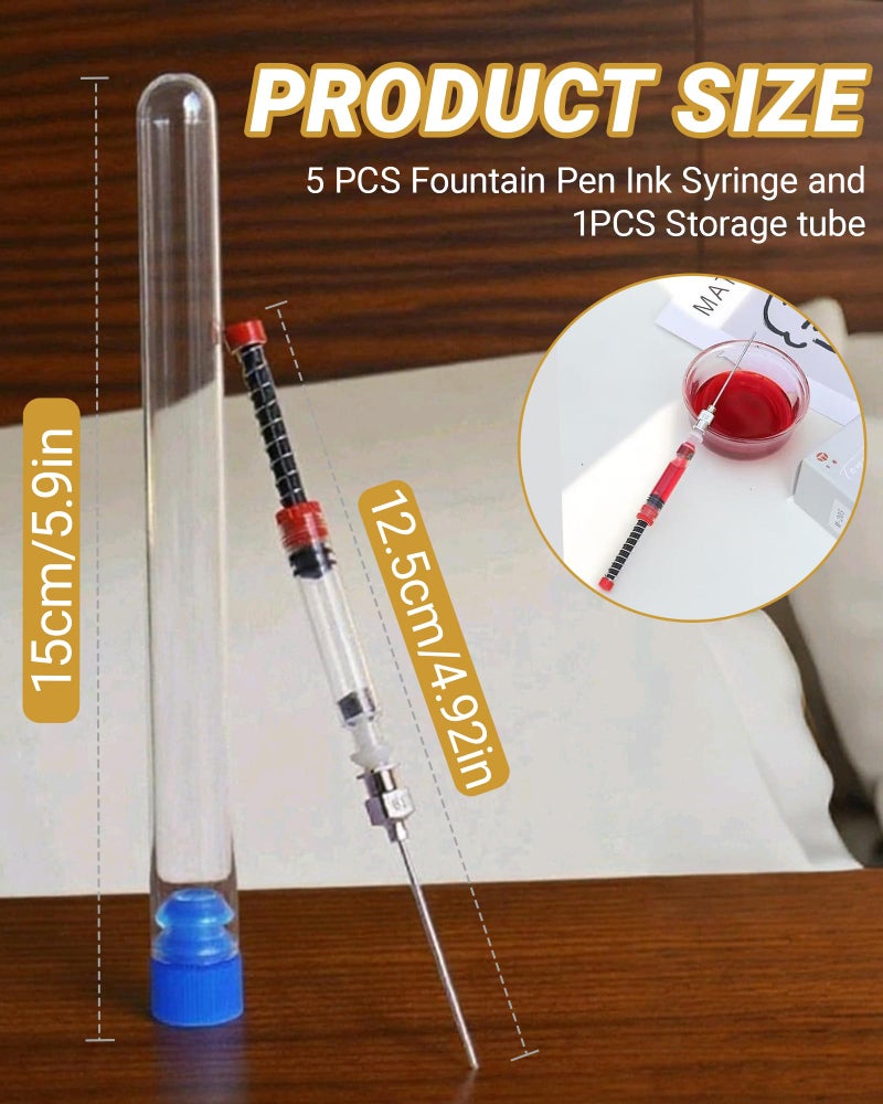 Srzllxfc 5-Pack Fountain Pen Ink Syringe Fillers with Storage Tube â€“ Spring Converter for Refilling Ink Cartridges, Converters â€“ Works with Most Fountain Pens - Image 5