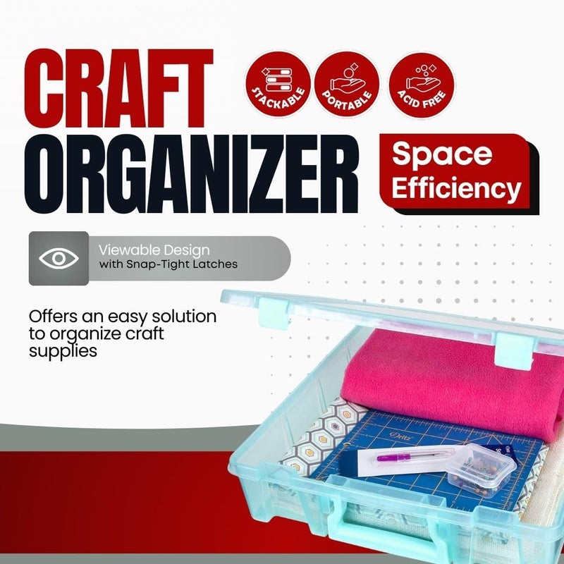 ArtBin 6955AA Super Satchel Compartment Box Clear Craft Organizer Storage Case - Aqua, Pack of 1 - Image 3