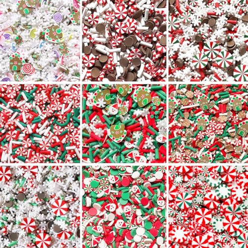 EHOPE Fake Sprinkles Fake Christmas Sprinkles Polymer Clay Sprinkles Polymer Sprinkles Christmas Polymer Clay Slices Fake Candy Sprinkles for Nail Art DIY Crafts Cake Phone（Christmas-90g-9 Styles） - Image 1