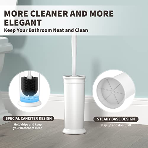 uptronic Toilet Brush and Holder 2 Pack, Toilet Bowl Brush with Extra Long Handle, Toilet Scrubber and Covered Holder, Toilet Brushes for Bathroom-Space Saving, Covered Brush, Durable, Deep Cleaning(White) - Image 5