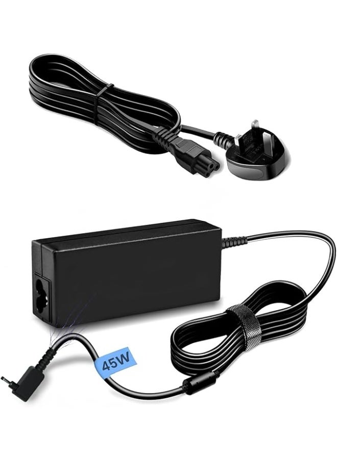 45W/19V/2.37A Replacement  Laptop Adapter Charger For Acer Chromebook 11/13/14/5 & R11/R13/R14/CB3/CB5 & Aspire 3 & A315/A315/A314 Power Cord (3.0mm x 1.1mm) (45W)