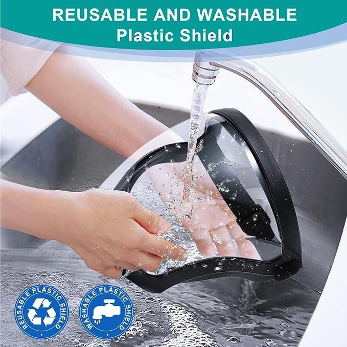 GERIX Anti-Fog Full Face Shield Upgraded, Impact & Wind Resistant Cycling Mask with Adjustable Fit, Transparent Protection for Outdoor & Kitchen Use, Heat & Blue Light Blocking - Image 3