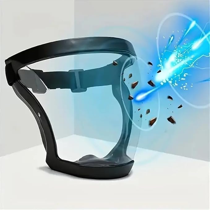 GERIX Anti-Fog Full Face Shield Upgraded, Impact & Wind Resistant Cycling Mask with Adjustable Fit, Transparent Protection for Outdoor & Kitchen Use, Heat & Blue Light Blocking - Image 2