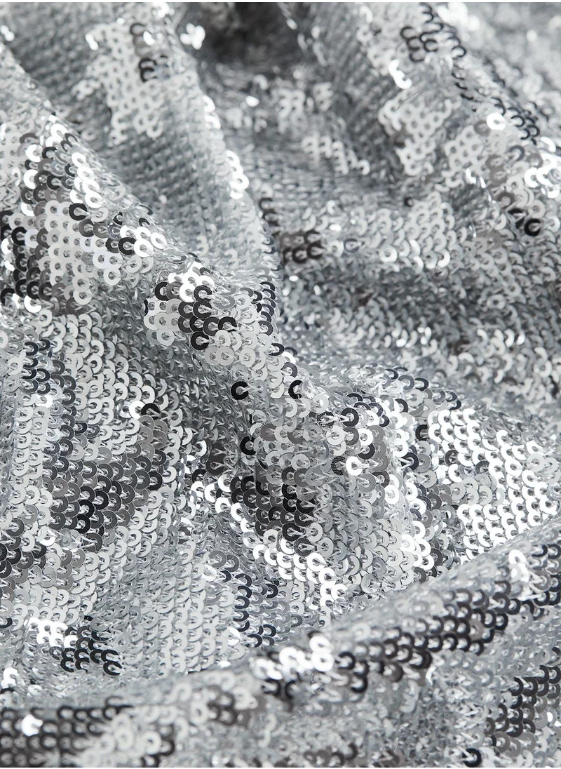 H&M Sequined Ruffle Hem Asymmetrical Dress