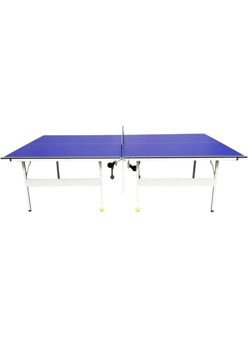 SportQ 274 x 152.5 cm Professional Folding Table Tennis Table – Ping Pong Table Movable and Storage with Wheels – Blue Scratch Resistant Playing Surface – Suitable for Homes, Clubs & Schools - Image 3