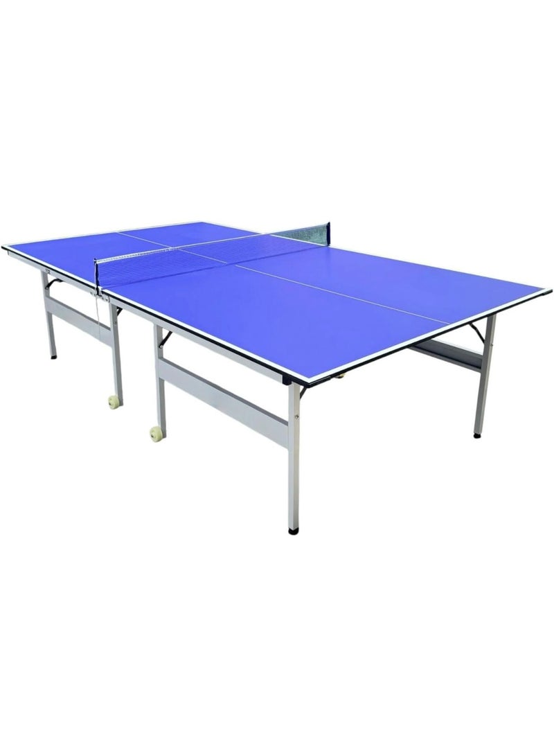SportQ 274 x 152.5 cm Professional Folding Table Tennis Table – Ping Pong Table Movable and Storage with Wheels – Blue Scratch Resistant Playing Surface – Suitable for Homes, Clubs & Schools - Image 1