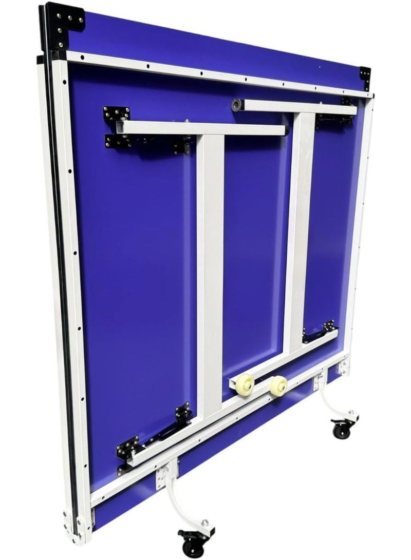 SportQ 274 x 152.5 cm Professional Folding Table Tennis Table – Ping Pong Table Movable and Storage with Wheels – Blue Scratch Resistant Playing Surface – Suitable for Homes, Clubs & Schools - Image 5