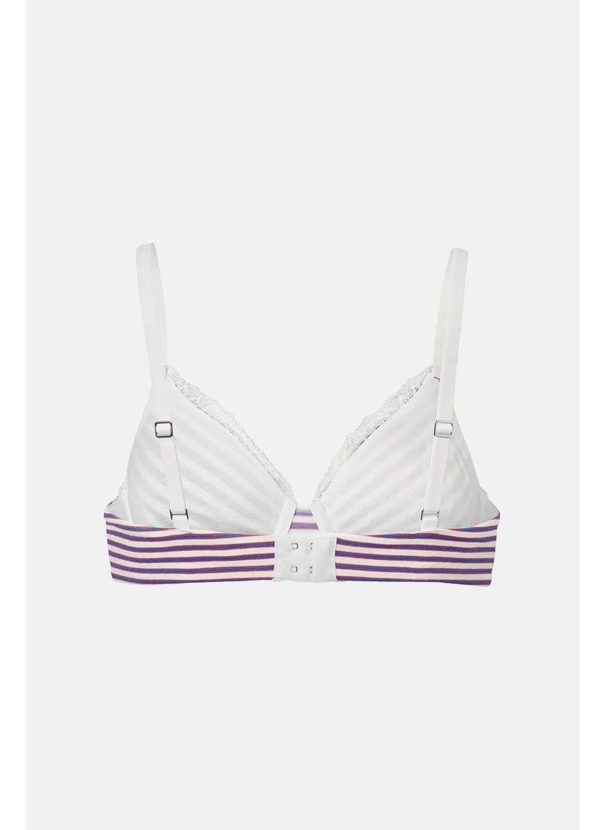 Tchibo Women Underwired Striped Non Padded Bra, White  - Image 3