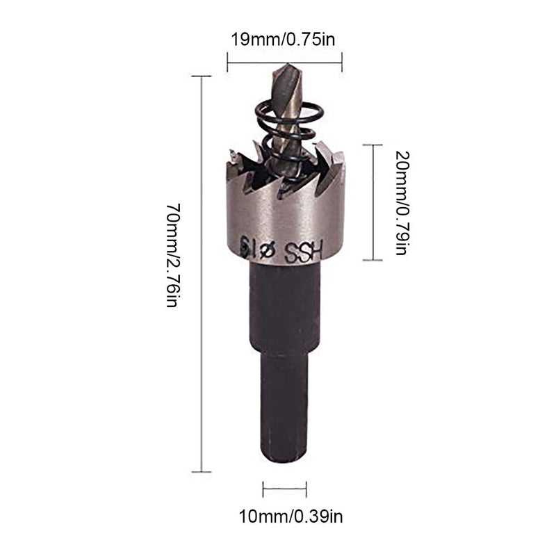 Othmro Utoolmart 19mm Black HSS Drill Bit Hole Saw Cutter 70mm Length for Metal Alloy Wood 1pcs - Image 2