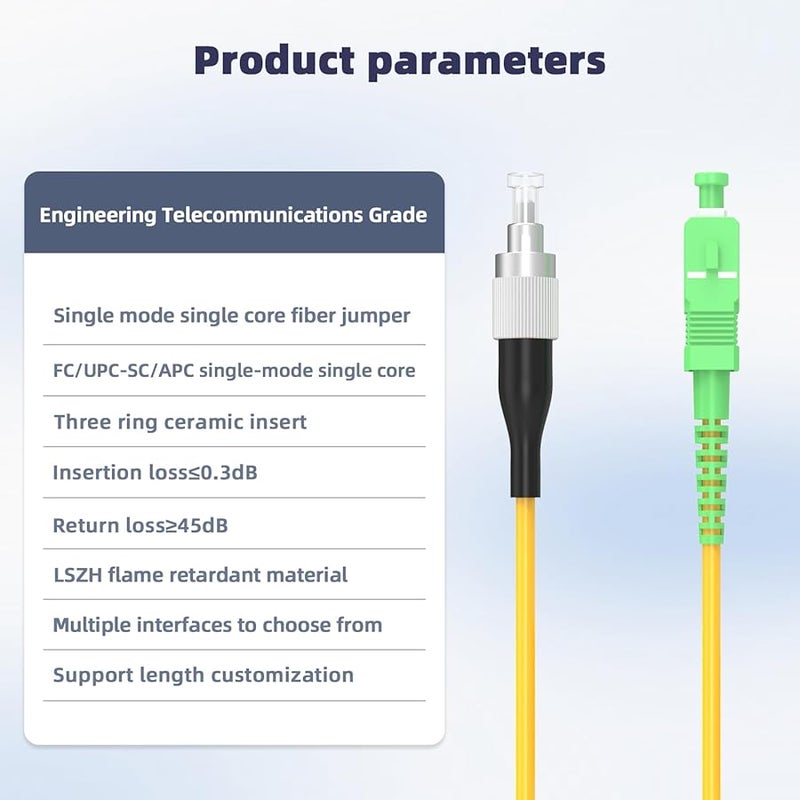 30 Meters 100ft SC APC to FC PC Fiber Optic Patch Cable Single Mode 9 125 - Image 3